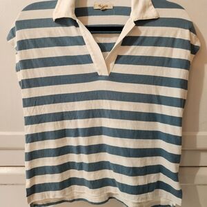 Madewell Blue and White Striped Jersey Top